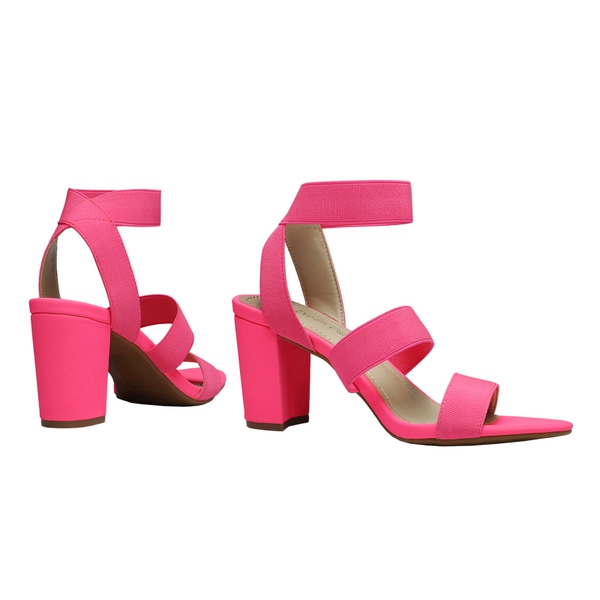 Chunky neon heels top